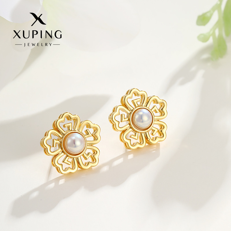 xuping flower rhyme flower ripple series flower stud earrings female geometric simple personality metal fashion earrings chinese valentine‘s day gift