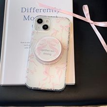 小清新粉色蝴蝶结iPhone14pro磁吸手机壳适用苹果15promax支架13p