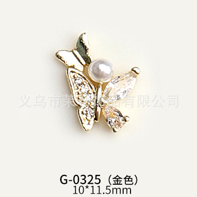 New Light Luxury Zircon Nail Ornament Exquisite Butterfly Inlaid Flash Diamond Texture Advanced Garland Pearl Pendant