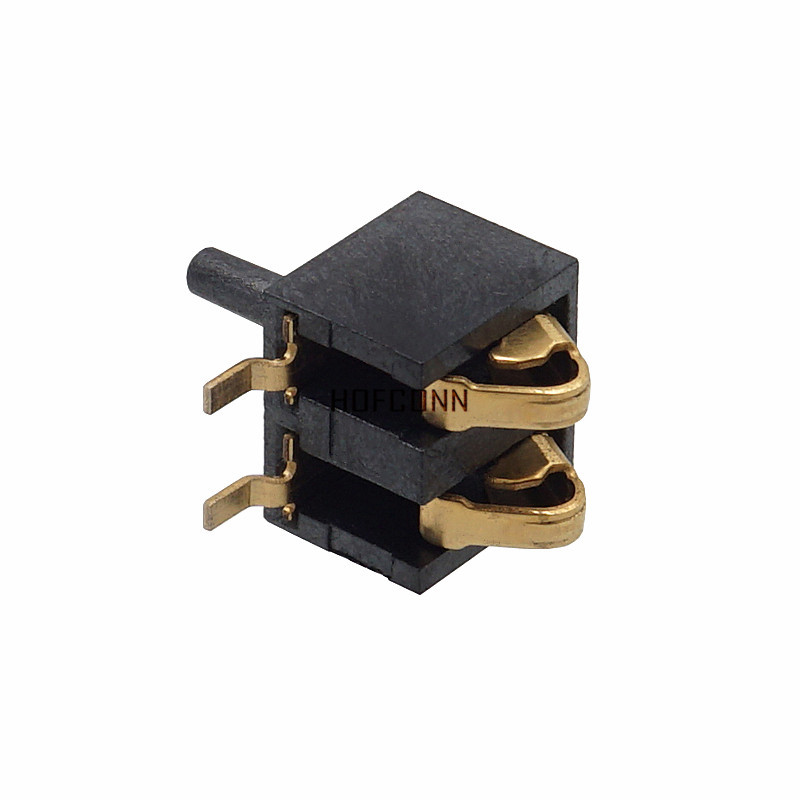 【hof】弹片式电池连接器2pin有柱2.5ph镀金5.5h金手指触点3a公座