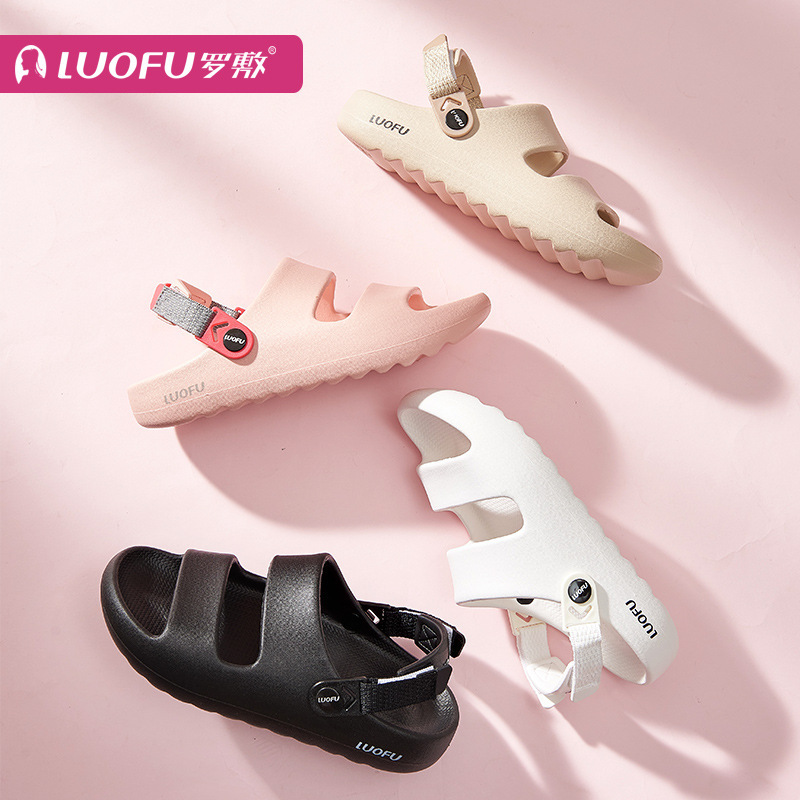 luofu luofu new 2024 outdoor slippers women‘s non-slip thick bottom simple fashion adjustable beach sandals women