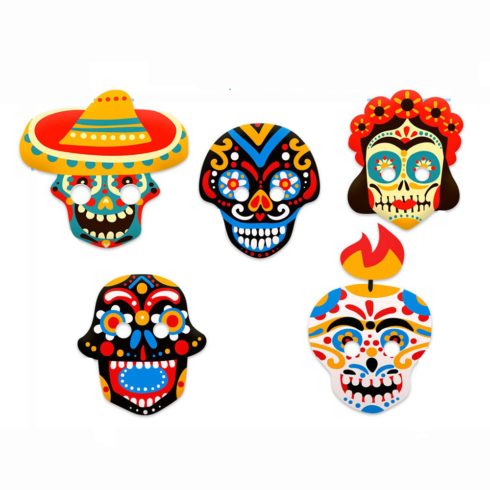 亡灵节面具墨西哥派对 死人节 骷颅头假面舞会面具套装批发跨境