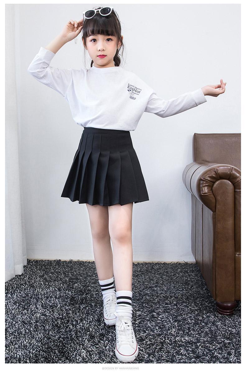 女童半身裙春秋装洋气小女孩裙子学院风儿童韩版百褶黑色短裙春季