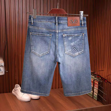欧货牛仔短裤男士2024新款夏季高端潮流轻奢百搭弹力休闲五分裤