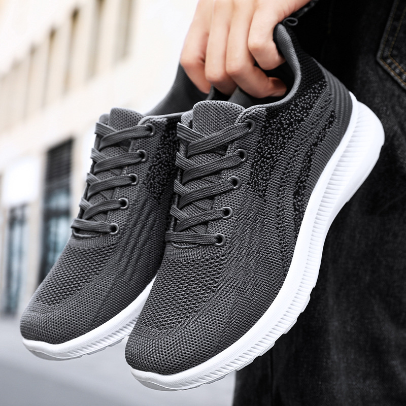 Men's Shoes 2023 Autumn New Breathable Casual Pumps Factory Wholesale Flyknit Men's Sneakers Korean Style Lace-up Shoes