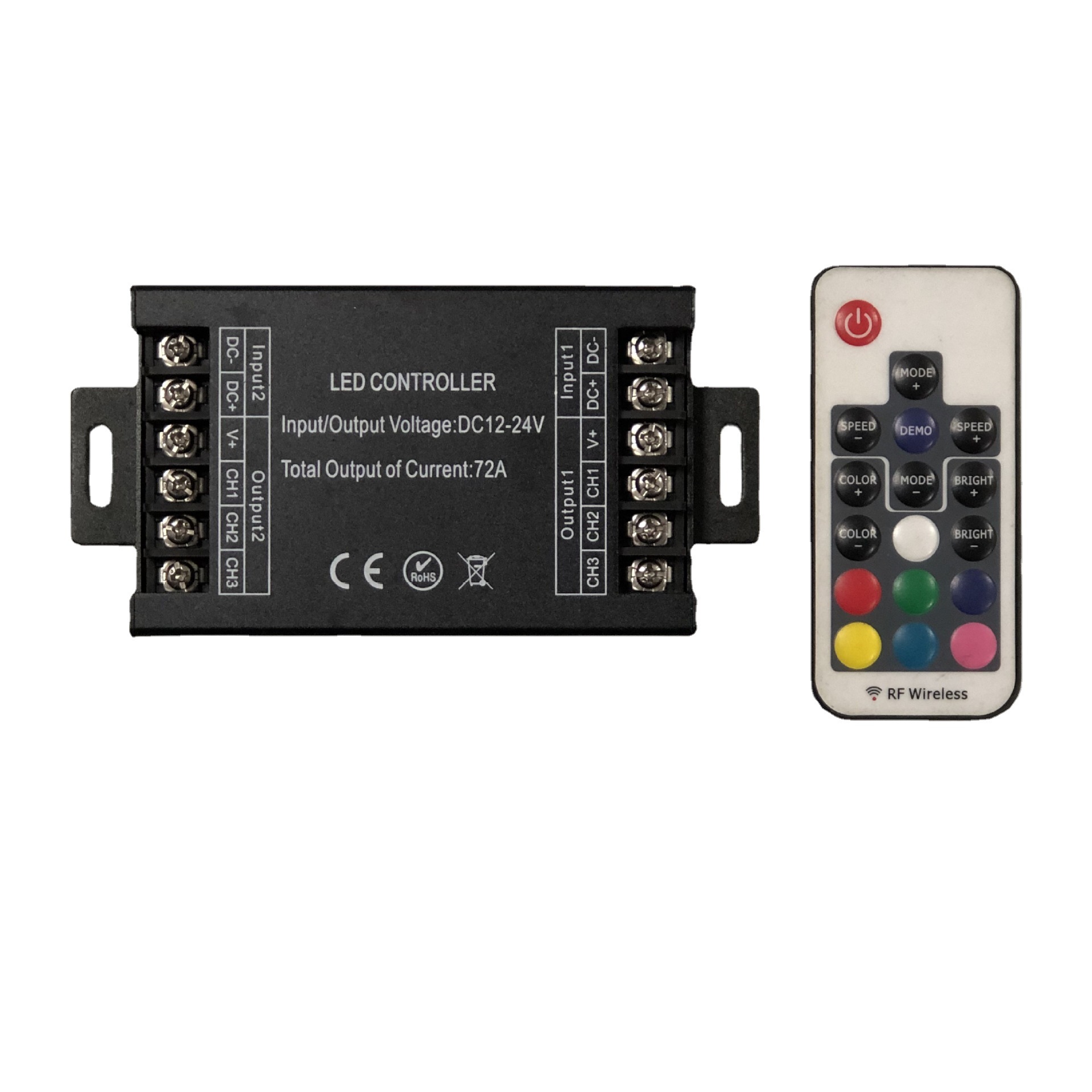 5050 72a大功率无线射频rf17键led单色灯带闪动爆闪调光器控制器