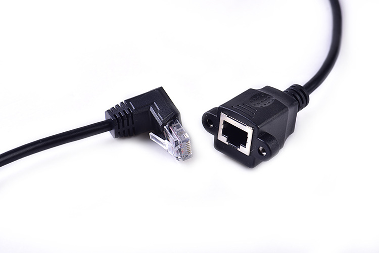 网线rj45公转母延长线连接电脑宽带wifi公对母网络rj45水晶弯头