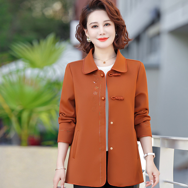 中年妈妈春装外套短款夹克洋气新款中老年女秋季时尚小西服ax245
