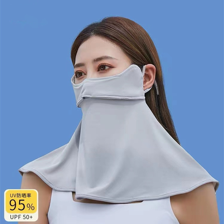 Outdoor Cycling Sun Protection Half Cover Ice Silk Mask Riding Solid Color Mask Long Neck Protection UV Protection Female Face Towel
