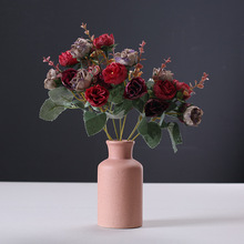 亚马逊简约欧式陶瓷花瓶家居装饰品摆件白色工艺品花瓶三件套
