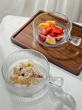 值透明玻璃碗水果沙拉碗家用甜品酸奶碗手柄泡面碗烘焙焗饭碗