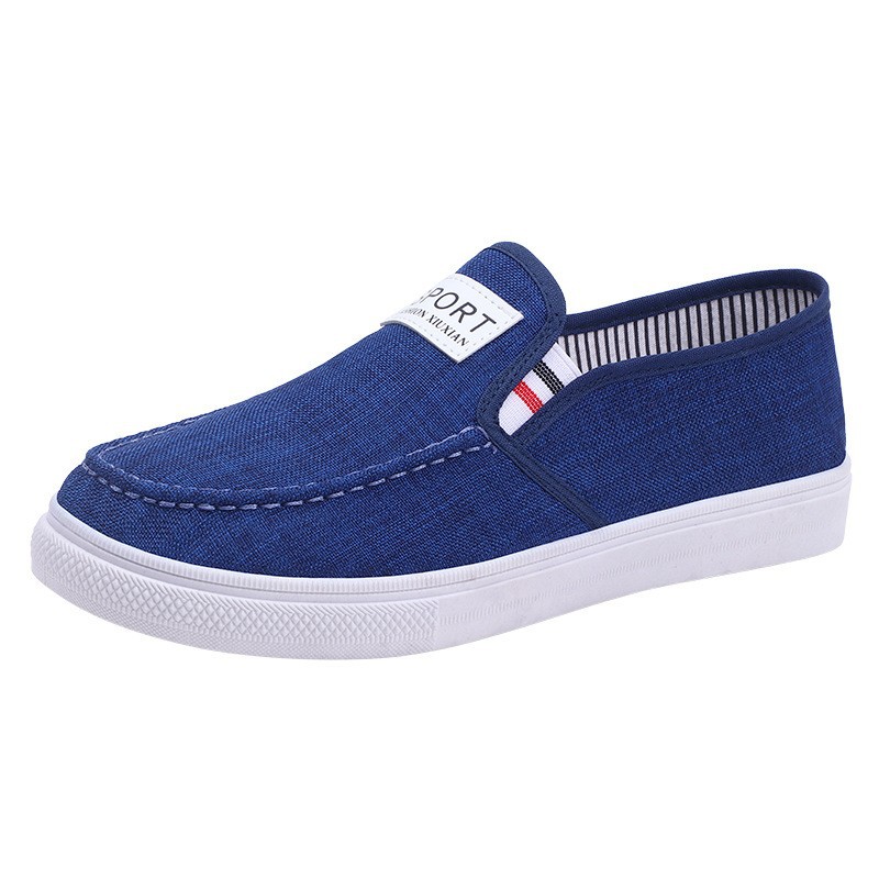 New Male Student Denim Canvas Shoes Slip-on Pumps Casual and Comfortable Old Beijing Linen Flat Sneakers