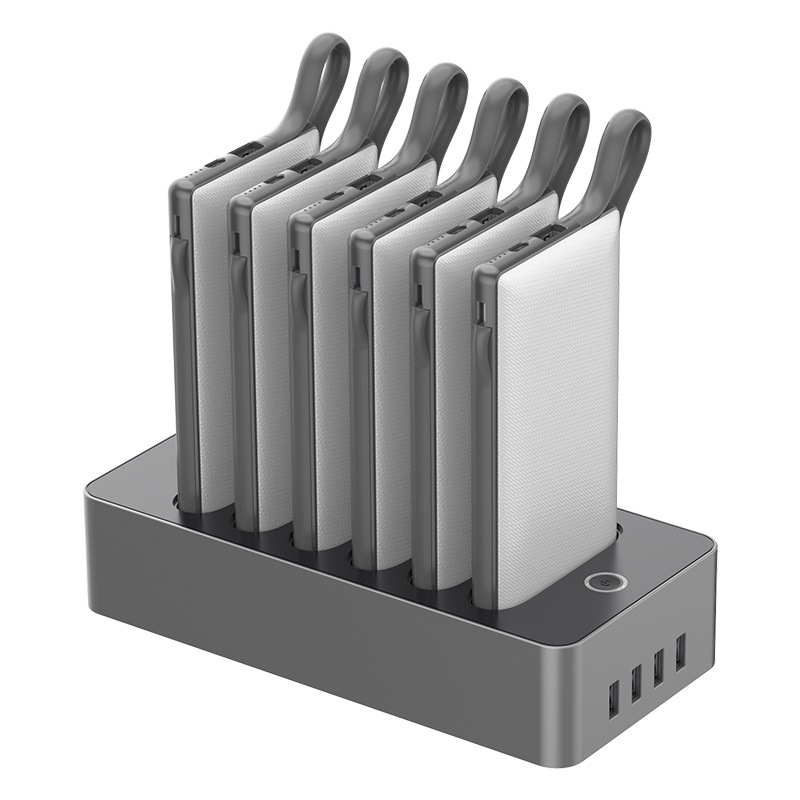 wst商用充电宝 套装充电宝 定制6/8座式自带线组合移动电源充电宝