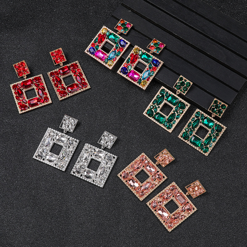 european and american high profile retro high-grade earrings multi-color optional square super large hot sale fashion personality female exclusive for cross-border