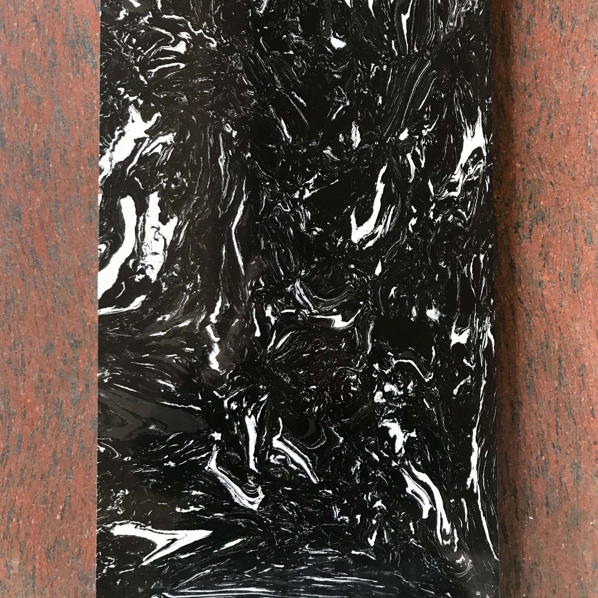 黑白根人造石花纹板定治 黑玫瑰黑白条纹人造地面板墙面板洗手盆