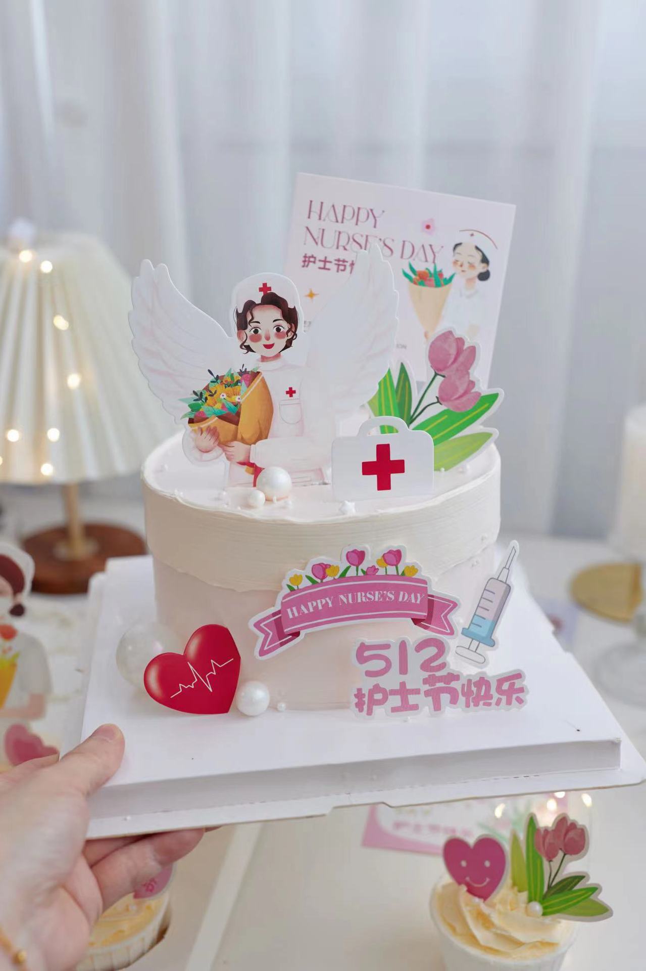 护士节快乐贺卡感恩医护人员白衣天使祝福小卡片花店蛋糕装饰卡片