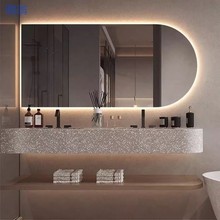 deq新款背光浴室镜卫生间镜子拱形壁挂式化妆镜LED灯镜支持现做简