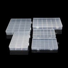 长方形分格24格塑料盒透明美甲防尘桌面整理皮筋睫毛化妆品收纳盒