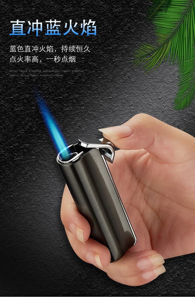 mf51901充气蓝焰打火机 防风直冲火焰点雪茄焊枪点烟器 跨境 批发
