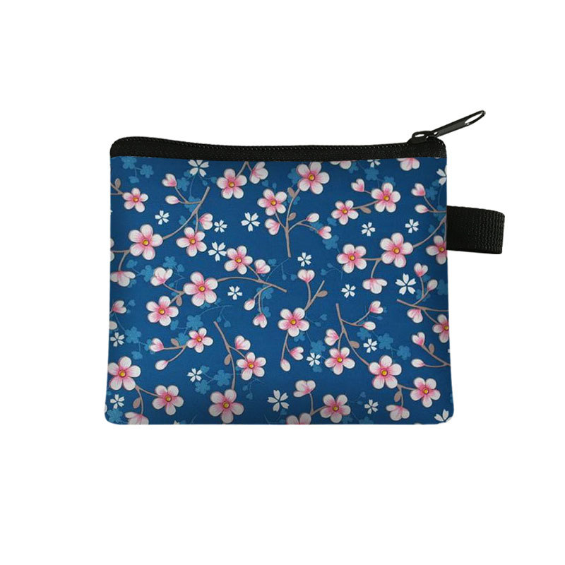 New Floral Coin Purse Women's Portable Card Holder Coin Key Storage Bag Coin Purse Card Holder Small Square Bag