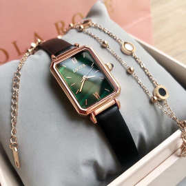 lsvtr品牌手表女网红小绿表抖音直播批发石英表皮带女士腕表代发