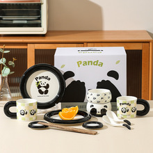 熊猫崽高颜值二人食陶瓷碗碟盘礼盒套装伴手礼可爱萌趣餐具礼品