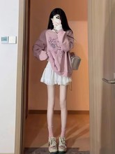 早春装搭配一整套小个子韩剧学院风温柔系甜美卫衣裙子两件套装女