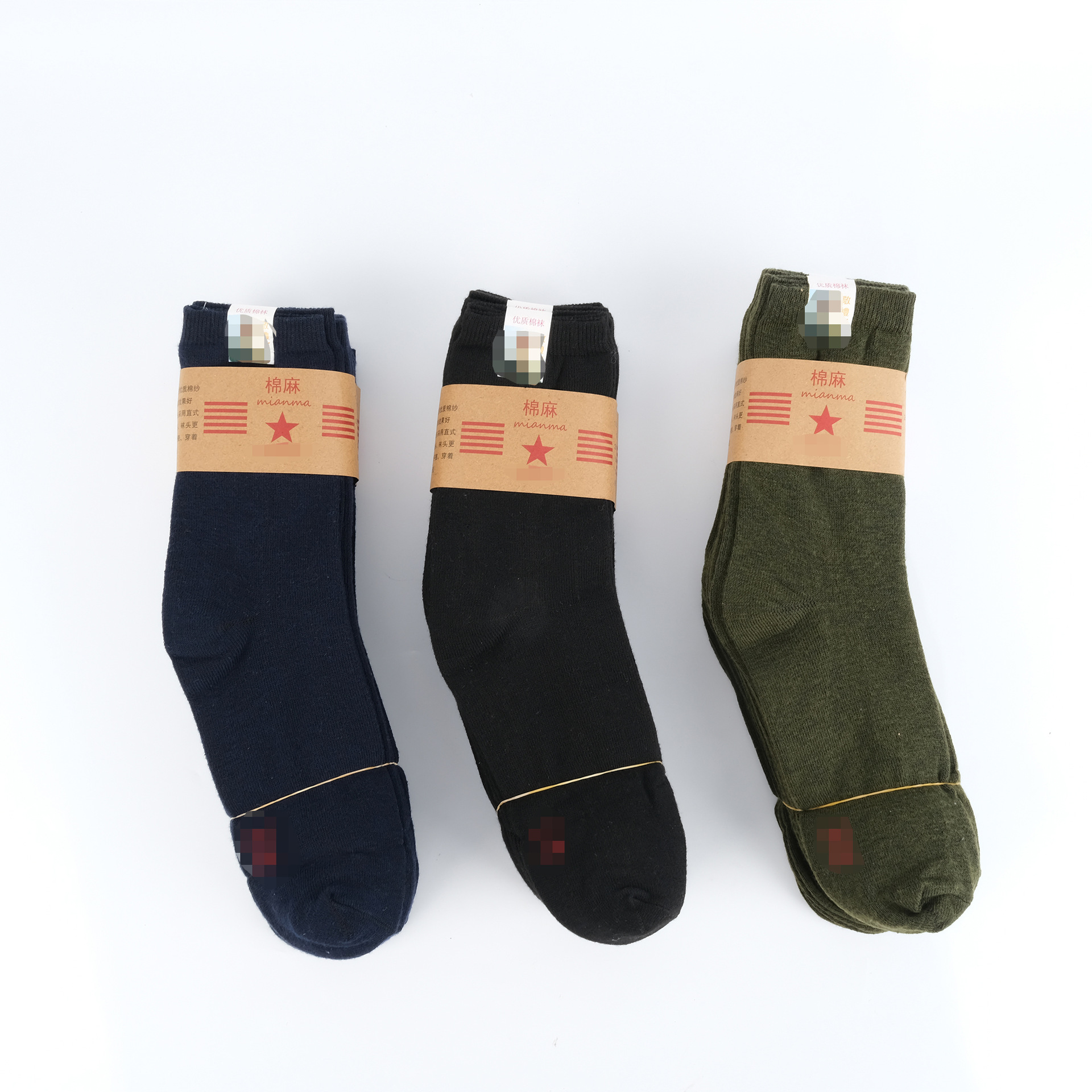 军训袜耐磨加厚地摊军绿色劳保袜仿手工缝合老人便宜袜子男士袜批