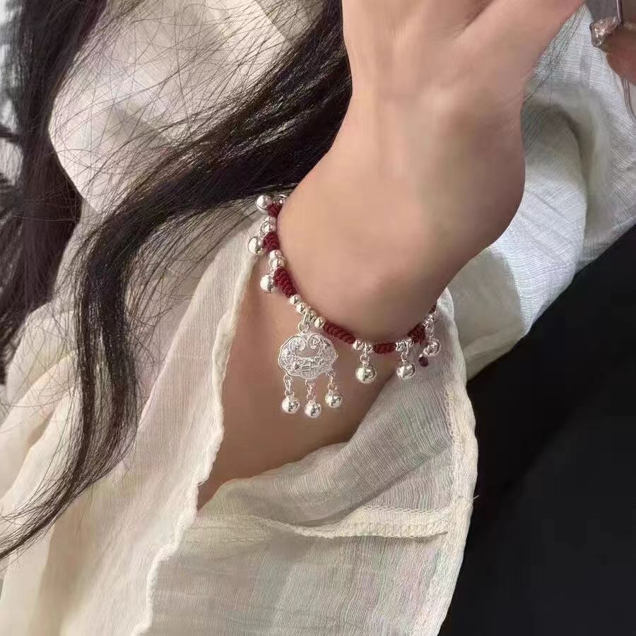 新中式平安锁流苏手链女古风高级感铃铛手环民族风个性百搭手饰潮