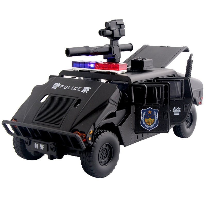 金属1/32防暴车虎式装甲车声光特警合金警车男孩汽车模型玩具批发