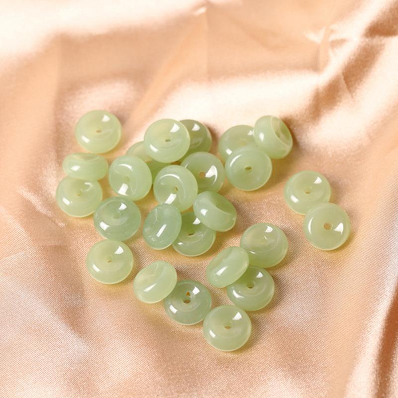 厂家直供 新疆白玉金丝玉东陵玉12mm平安扣 佛珠手链手工饰品配件