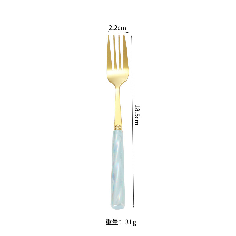 Amazon Porcelain Handle Stainless Steel Knife and Forks Spoon Cute Cartoon Cross-Border Gold-Plated Factory Western Tableware Four-Piece Set