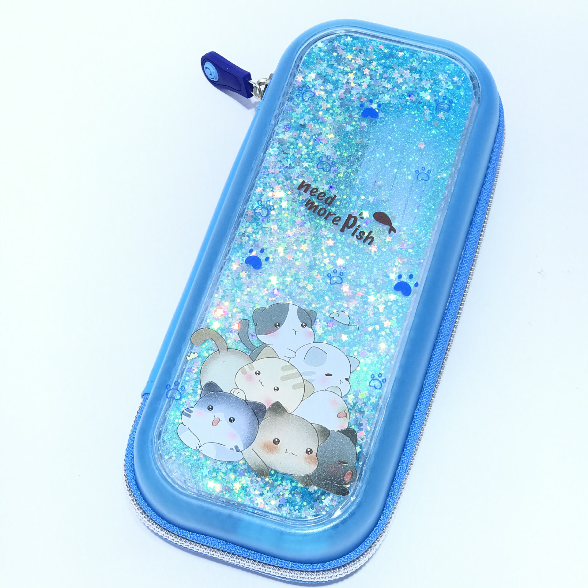 503小学生文具盒卡通猫咪仙女流沙亮片缤纷收纳铅笔盒奖品礼物