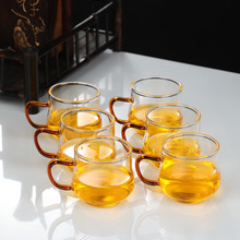 侧把玻璃茶杯咖啡杯牛奶杯高硼硅玻璃泡茶杯玻璃杯套装茶具茶杯
