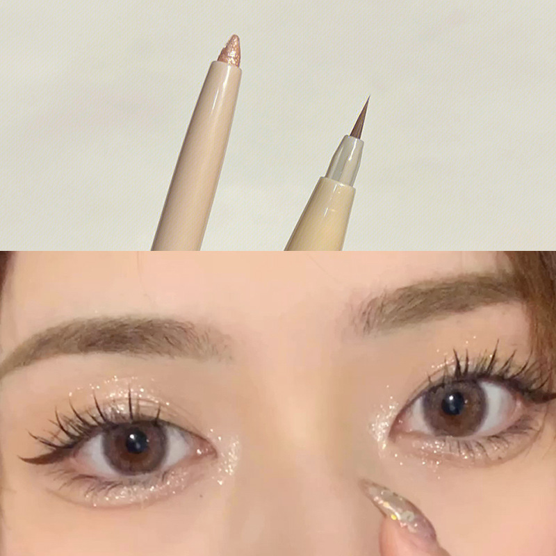 Sweet Mint Crystal Color Double-Headed Eye Shadow Pen Matte Sequins Brighten Pen Novice Brown Extremely Fine Shadow Eyeliner