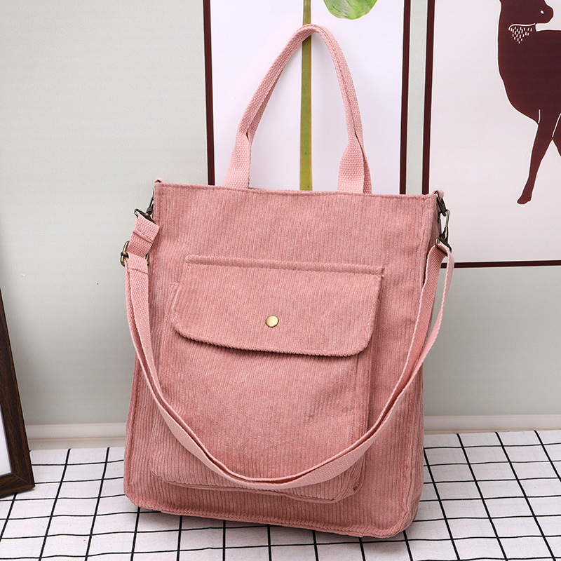 2021 New Corduroy Cross-Body Bag Women's Korean Student's Canvas Bag Large Capacity Artistic Simple Canvas Handbag