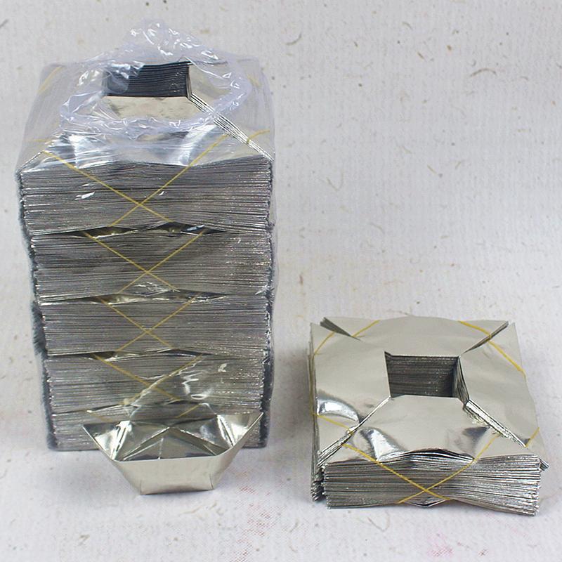 批发小号半成品银元宝家用银箔纸一包1000个-阿里巴巴