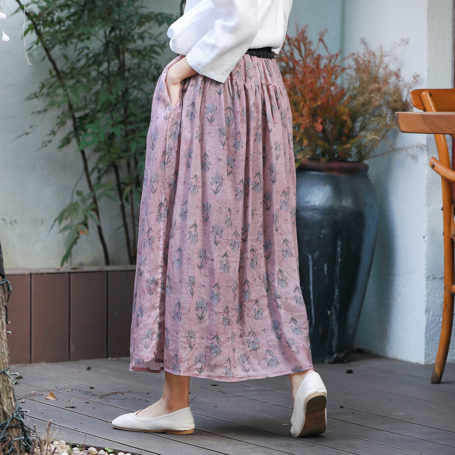 麻半身裙长裙图片