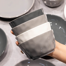简约家用碗盘碗碟套装组合餐具经典黑白灰高级感高颜值碗盘自选