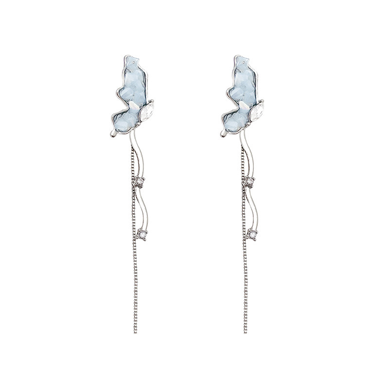 925 Silver Needle Light Luxury High-Grade Butterfly Studs Women's Elegance Retro Ins Style Earrings Minority All-Match Earrings Wholesale