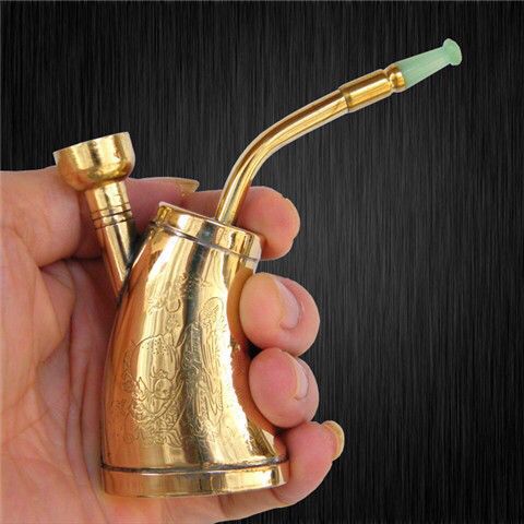 金泰水烟斗水烟壶老式水烟袋弯式水烟筒铜质便携式水烟壶两用烟锅
