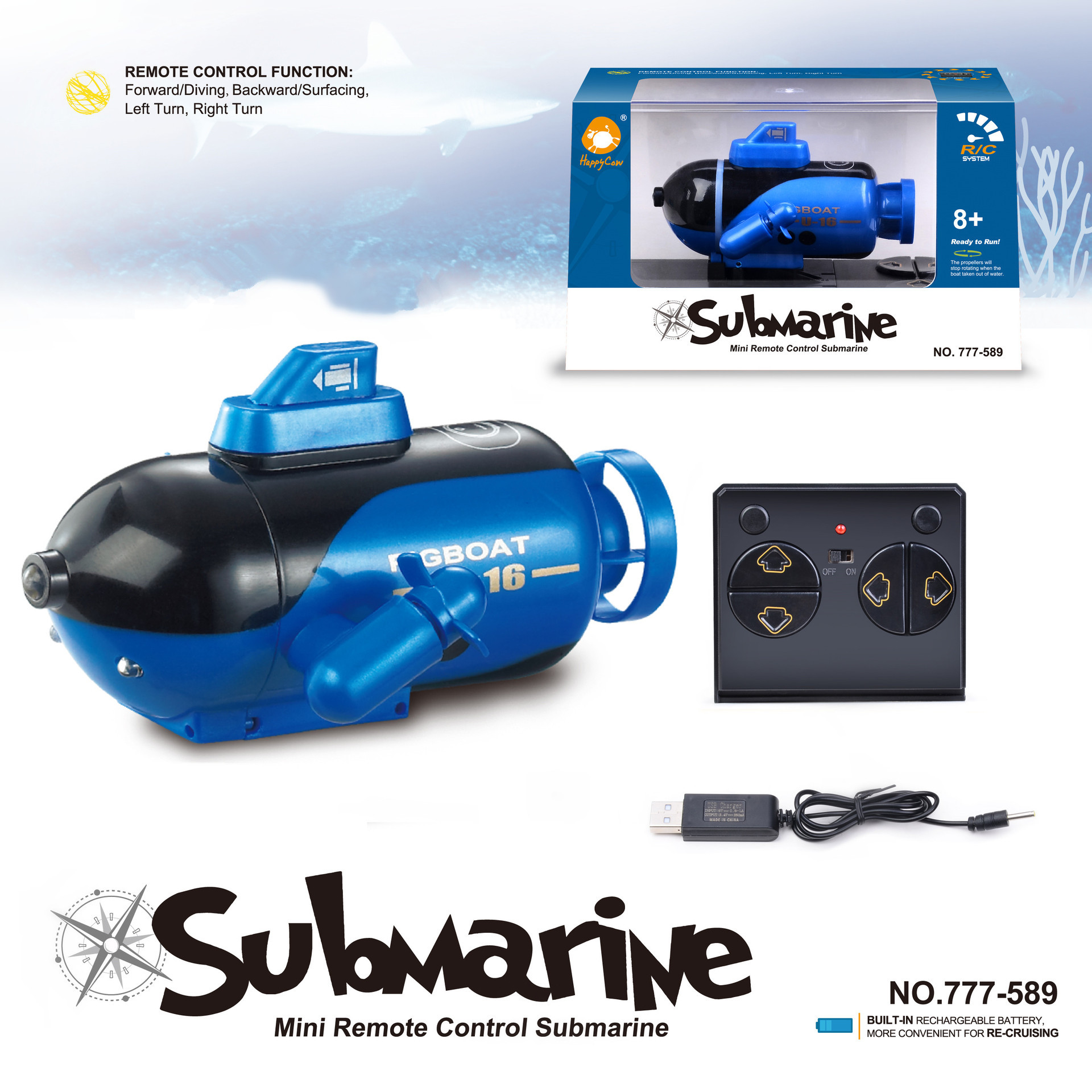 Wireless Submarine Toy Simulation Mini Remote Control Submarine Four Six-Way Toy Boat Electric Model Toy