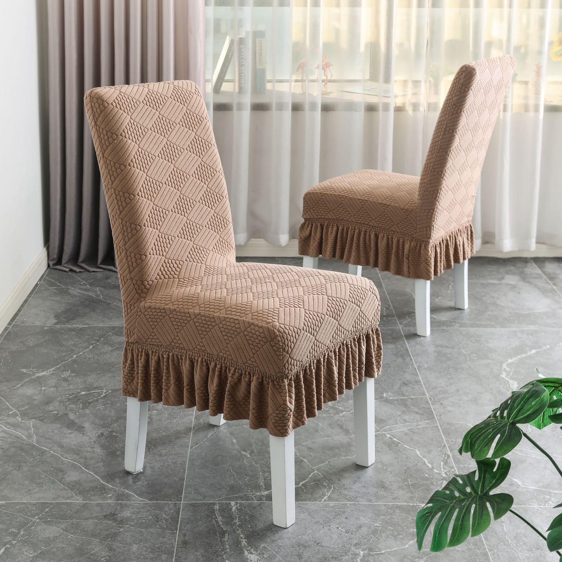 Fresh Xueya Solid Color Chair Cover Universal Cover Polar Fleece Chair Cover Dining Table One-Piece Elastic Chair Cover Wholesale