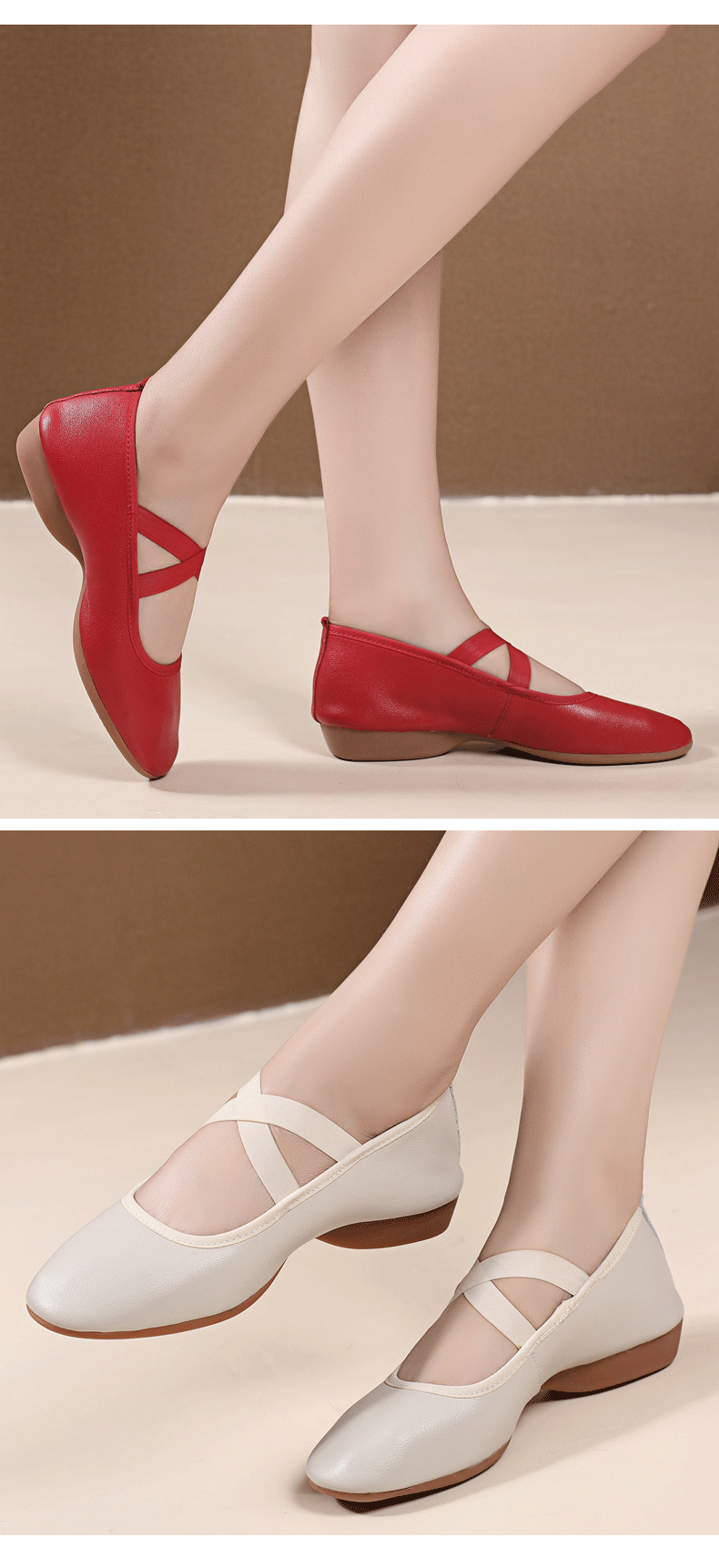 批发牛皮广场舞鞋成年女士中老年舞蹈鞋女软底牛皮广场舞跳舞鞋子