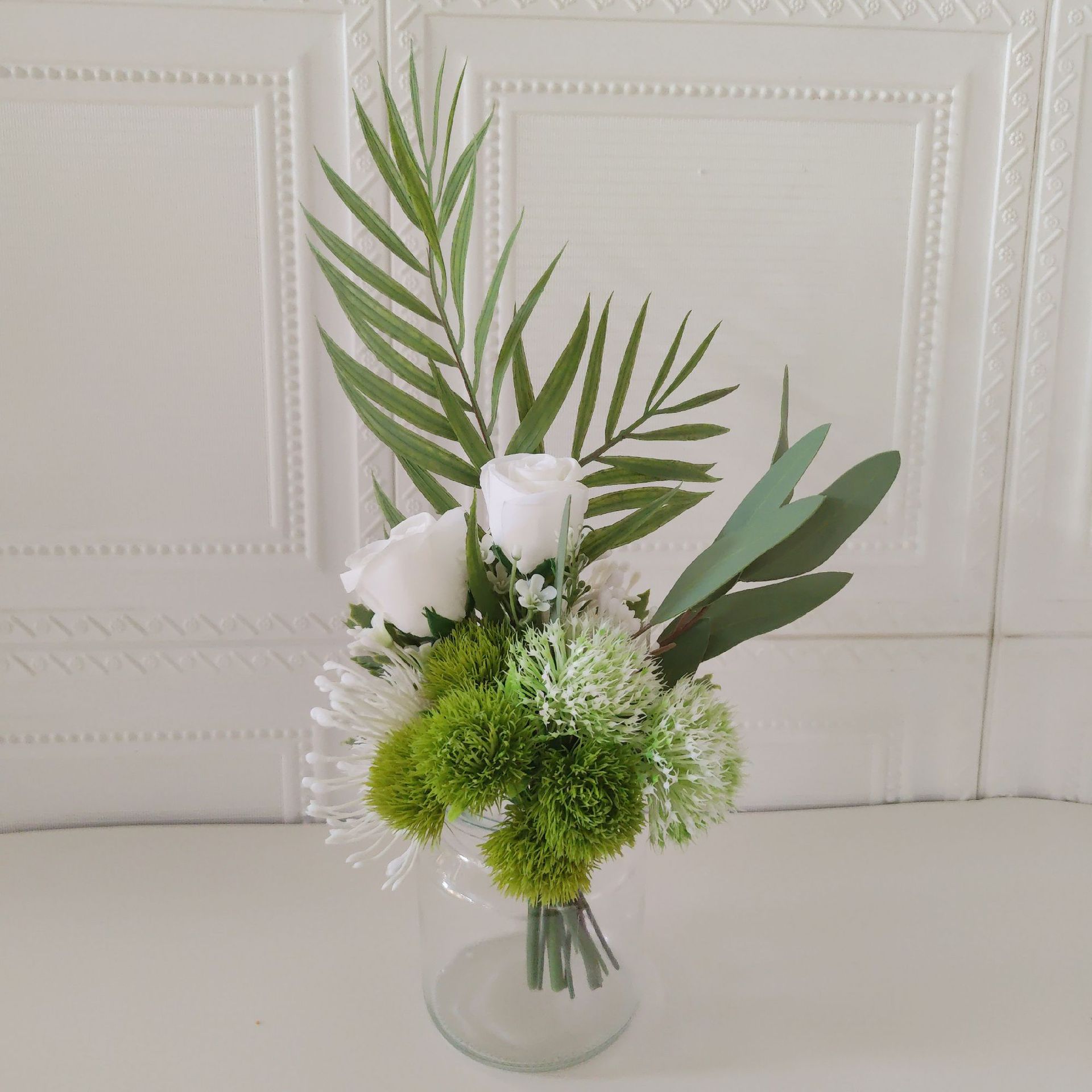 m303 小桌花束仿真花绿色洽谈休息室餐桌台商务摆件售楼处样板间