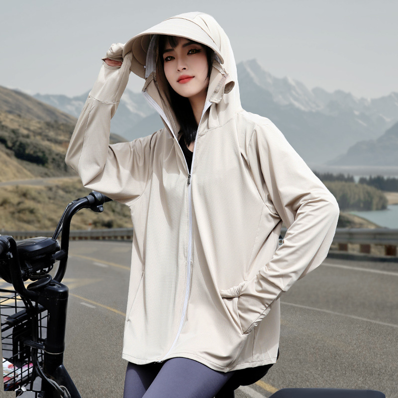 Summer Sun Protective Clothes UV Protection Female Ice Silk Outdoor Cycling Big Brim Sun-Proof and Breathable Leisure Loose Sun-Proof Clothes Women Clothes