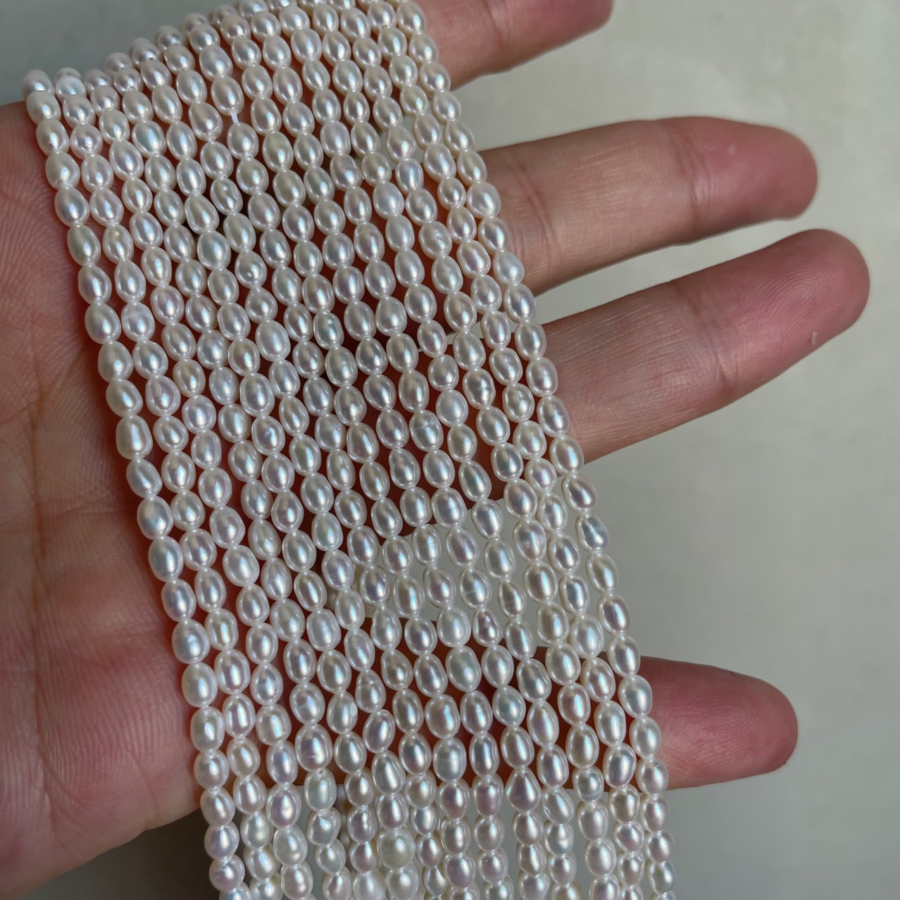 淡水珍珠3mm左右迷你米形小珍珠 强光散珠半成品 diy手工原材料