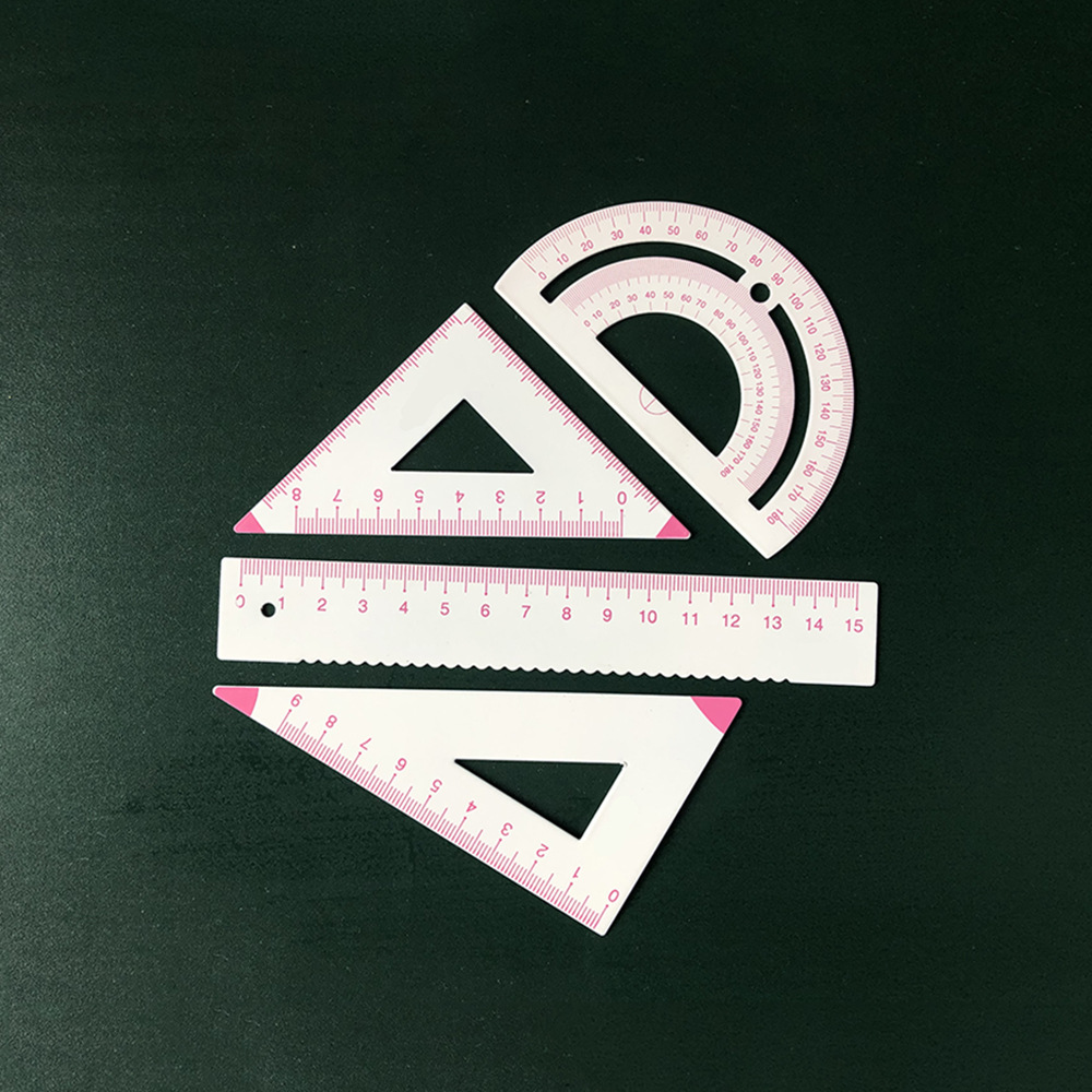 尺子套装小学生文具金属套尺男女儿童学习用品三角板四件套装批发