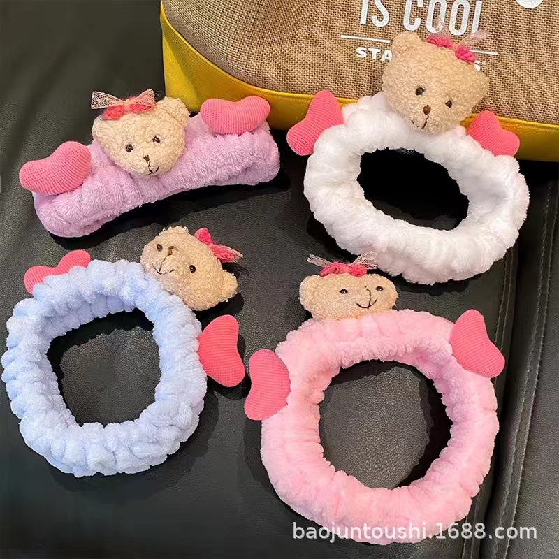 Plush Cute Bear Headband Female Face Wash Skin Care 2023 New Hair Band for Washing Face Makeup Headband Accessories