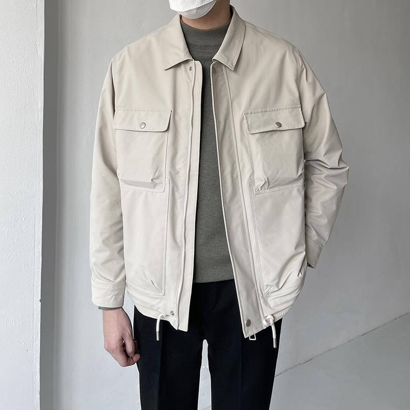 翻领夹克外套男士春秋季工装休闲韩版潮流短款修身冲锋衣机车夹克